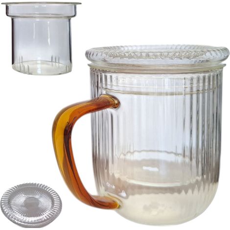 TAZZA TERMICA IN VETRO 0,4L INFUSORE IN VETRO PER PREPARARE TÈ ED ERBE AROMATICHE (1/5)