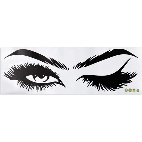BEBUSINGOTO Wimpern-Wandaufkleber, Augenbrauen, Schönheitssalon, Augen, abnehmbarer Aufkleber für Mädchenzimmer, Wandkunst, Aufkleber, Wimpern, Vinyl, Heimdekoration, Wandbild (schwarz) (1/5)
