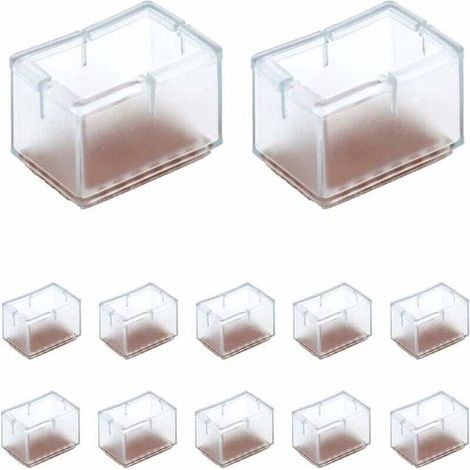 E-Ambar Stuhlbeinkappen für rechteckige Stuhlbeine Set mit 12 Stück Silikon-Schutzkappen mit Filzrückseite Geeignet für Stuhlbeine mit einer von 24 39