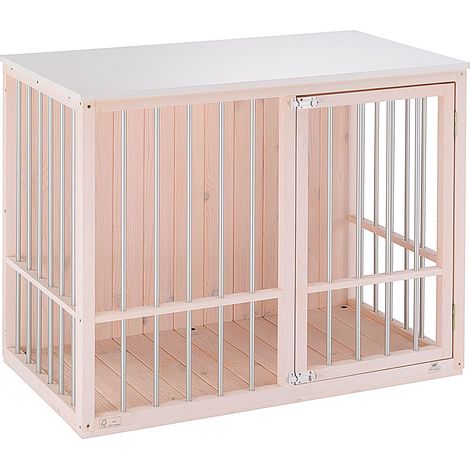 Ferplast DOG FORT Cuccia da interno per cani in legno FSC con sbarre in alluminio. Variante DOG FORT - Misure: 100.5 x 59 x h 82.5 cm - Bianco (1/5)