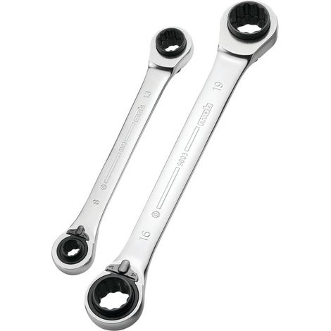 Jeu de 2 clés à cliquet 4x4 MOB 8 à 13 et 16 à 19 mm (1/2)