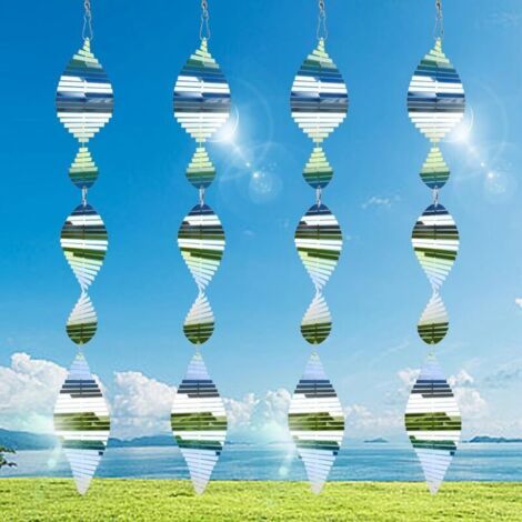 Équipement anti-oiseaux pour terrasse extérieure, ensemble d'équipement anti-oiseaux, moulin à vent 3D hautement réfléchissant, décoration de jardin extérieur 4pcs (1/4)