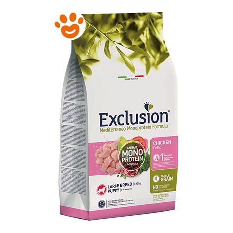 Crocchette Cane Mediterraneo Noble Grain Puppy Large Pollo 12 kg Exclusion