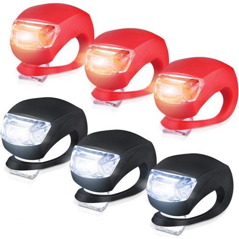 Feu Avant Vélo - Feu Arrière Vélo - LED Étanche - Fixation Clip Silicone - Pour Vélo Trottinette Sac À Dos Poussette Marche - 6 Pièces (1/5)