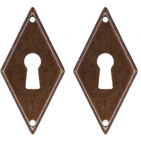 Cyclingcolors – Lot de 2 entrées de clé losange 48mm – Laiton vieilli pour meubles anciens – Restauration vintage DIY – Verrou serrure