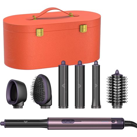 Brosse Soufflante 7 en 1 et Sèche-Cheveux Ionique, Air Styler Séchage Rapide, Boucleur 30/40mm, Coffret en Cuir, Effet Salon, Thermo-NTC, Séchage, Bouclage, Lissage, Volume, Styling (1/5)