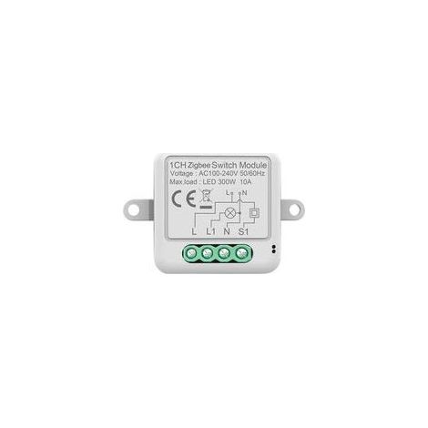 Interrupteur Zigbee - Module Mural Mono-canal - Sans Étincelles - Minuterie Intégrée - Compatible Tuya - 45x45x18 mm - 1000 W (1/5)