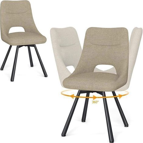 WAFTING Lot de 2 Chaises de Salle à Manger Pivotante à 360°, Chaises de Cuisine avec Pieds en Métal, Kaki (1/5)