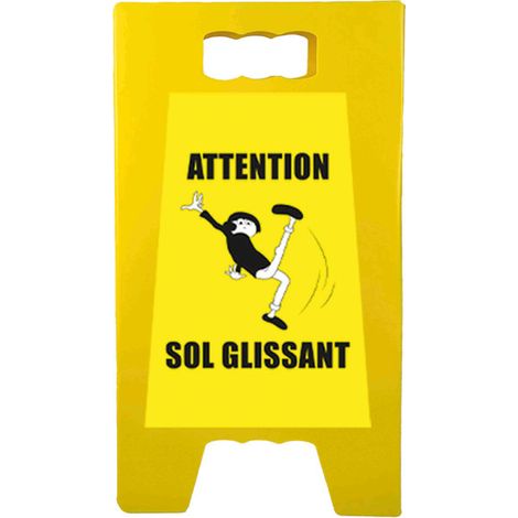 Chevalet de signalisation "ATTENTION SOL GLISSANT" de dimensions 55 x 31 cm (1/4)