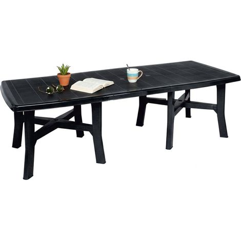 Tavolo da Esterno Adonas, 12 Posti, Meccanismo Estensione Allunga Centrale Made in Italy, Allungabile, 216x90x72h cm Nero Antracite