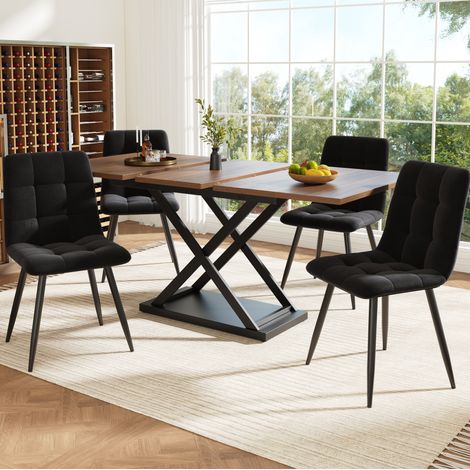 tavolo pranzo 120 160 allungabile con 4 sedie noce nere OKMYHOME (1/5)