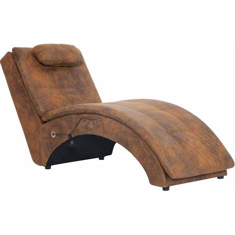 Diván de masaje con almohada de piel de ante artificial marrón vidaXL (1/5)