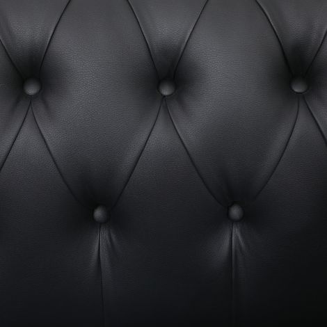 Canapé 2 places Chesterfield en similicuir noir, coussin détachable, 160x84x80 cm (1/5)