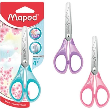 Tijeras escolares suaves Essentials color pastel de 13 cm (mapped)