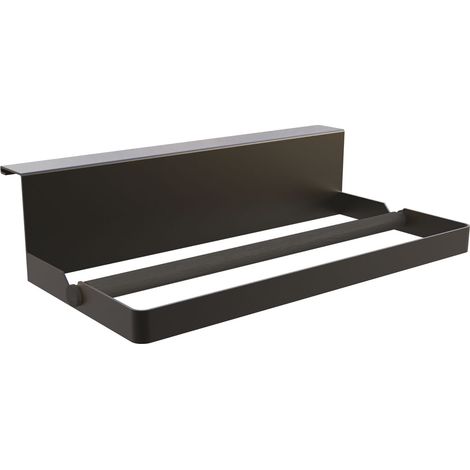 Domus Line Systema Papierrollenhalter, Küchenrollenhalter Wandhalterung Stahl schwarz, passend zu Nischenleuchte, platzsparend, 300mm Länge, 75mm Höhe, 140mm Tiefe