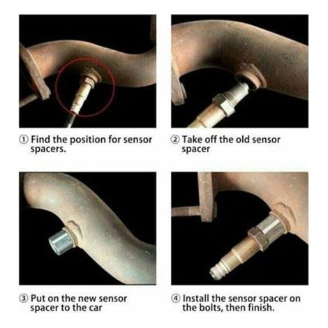 Compatible avec les capteurs d'oxygène NALOOKAMIC (lot de 2), les capteurs d'oxygène automobiles, l'adaptateur d'extinction du témoin de dysfonctionnement moteur Cel Fix, capteur d'oxygène M18X1.5 (1/3)