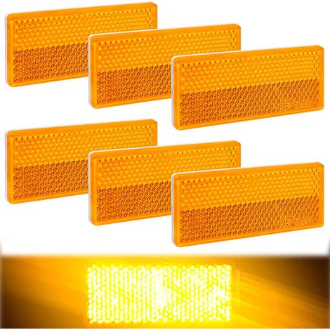 Rectangular Reflectors for Trailer Rectangular Reflector Yellow for Bicycle Accessory Motorcycle Trailer Car Truck (6PCS) (1/5)