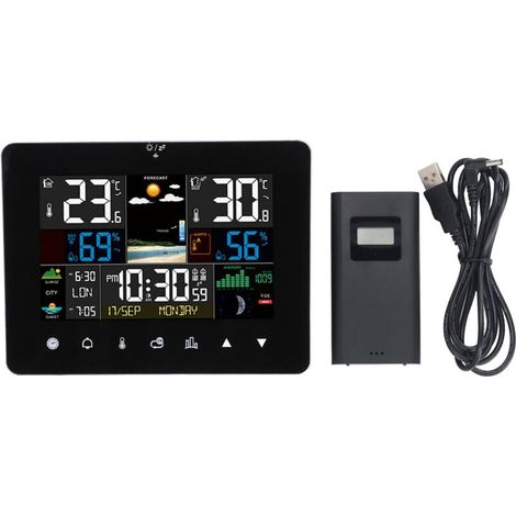 Zoternen Calendrier météorologique sans fil Horloge Couleur tactile Affichage du capteur RF Température Humidité Metter pour intérieur et extérieur (1/4)