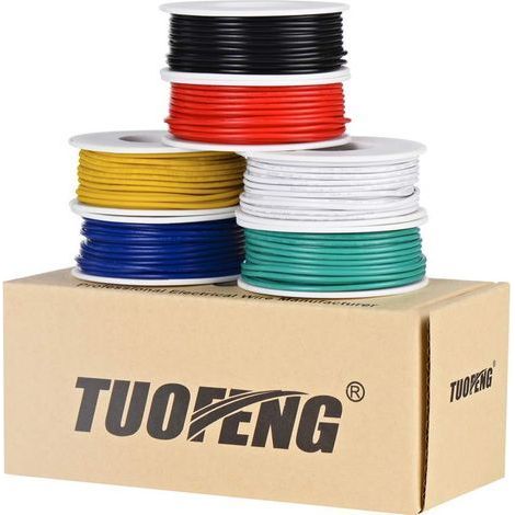 6 Bobines Fil Électrique,PVC 18AWG,Cuivre Étamé,300V,Bricolage (1/5)