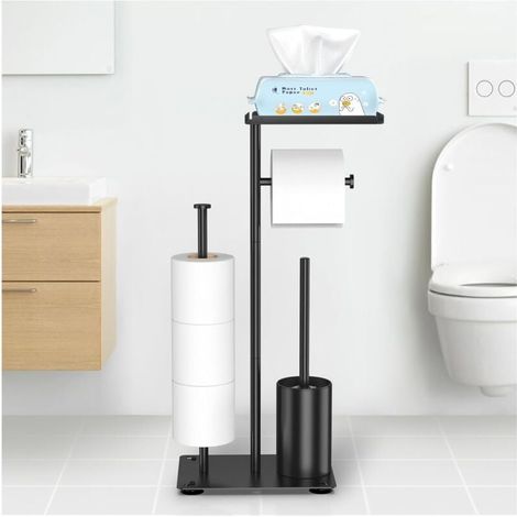 Porte Papier Toilette En Acier Inoxydable Avec Support Brosse Sans Perçage Pied Design Moderne (1/4)