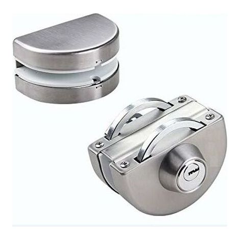 Double lock of door in glass 304 in stainless steel, the two sides ouvrent of hooks of door without frame for the glass of thickness of 10-12mm (1/5)