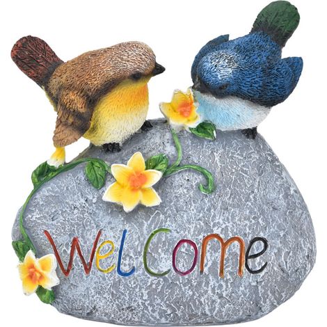 Welcome Sign Sculpture Statues, Exquisite Anti-Crack Garden Bird Statue, Bright Color for Yard, Patio, and Lawn (1/5)