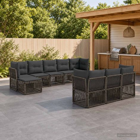 Set Divano da Giardino 10 pcs Grigio polyrattan vidaXL (1/5)