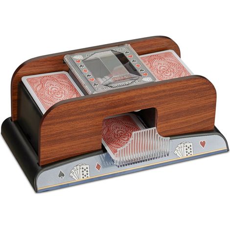 Mélangeur De Cartes Automatique 2 Jeux De Cartes À Piles Poker Rami Fonctionne À Piles En Optique Bois, Nature (1/5)