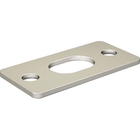 Gâche en inox 304L pour verrou à levier – Dimensions 40 x 20 x 1,5 mm – Pour canne diamètre 10 mm ou moins – Fixation avec vis 4/5 mm – Henkel (1/2)