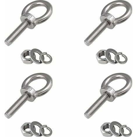 Augenschraube M8, 4 Stück, Augenschraube an Schraubring, Edelstahlschrauben, Ringschraube, Augenschraube, Befestigungsring, Außengewinde, Edelstahl-Ösenschraube zum Heben von Leben und verschiedenen G