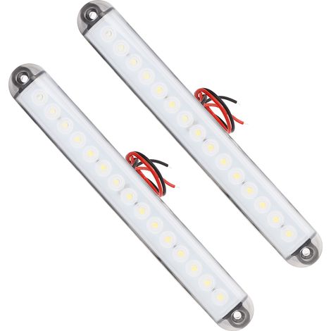 Lot de 2 feux de position latéraux étanches IP65, 15 LED blanches, universels pour camping-cars, bateaux et yachts. (1/5)