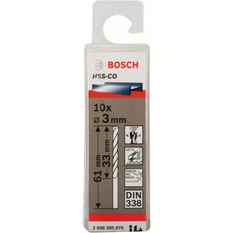 Broca para metal HSS-Co DIN 338 (3 x 33 x 61 mm) BOSCH 2608585876