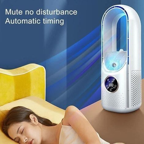 (WEISS) Rotorblattloser Ventilator – MOOHOP – Weiß – 6 Geschwindigkeitsstufen – 8-Stunden-Timer – Leise