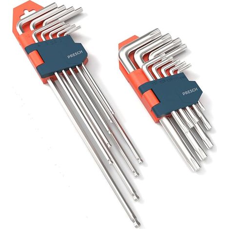 PRESCH 18 Piece Hex Key Set HX and TX Professional Hex Socket Spanner Set with Snap Lock Hex Key Set Metric 1.5-10mm Hex Key Set (1/4)