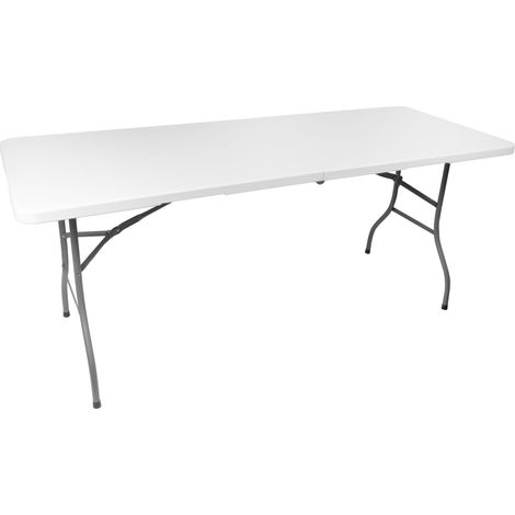 [15] Grande table de jardin pliante en valise, blanche, 180 cm D1153 (1/5)