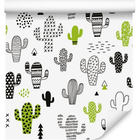 Papier peint cactus style scandinave pour salon et chambre 50x1000 cm (1/5)