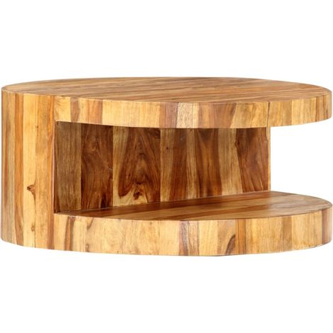 Tavolino da Salotto Rotondo 65x30 cm Legno Massello di Acacia vidaXL (1/5)