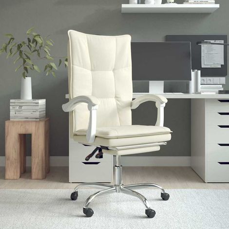 vidaXL Silla de oficina reclinable cuero sintético crema (1/5)