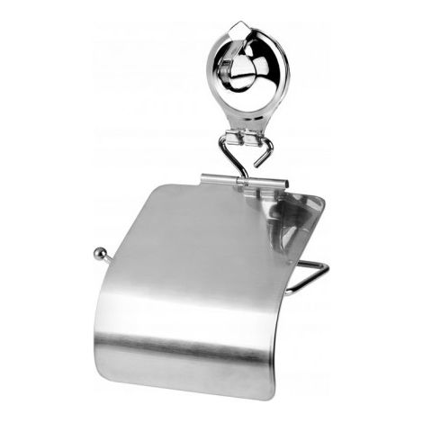 Soporte para papel higiénico Forte con ventosa, color plata.