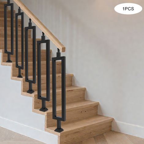 85 cm lange Edelstahlgeländer, rutschfeste Handlauf für Treppen, minimalistischer Handlauf für Säulentreppen, rechteckig, geeignet für Villen, Innenräume, Balkone, schwarz (1/5)
