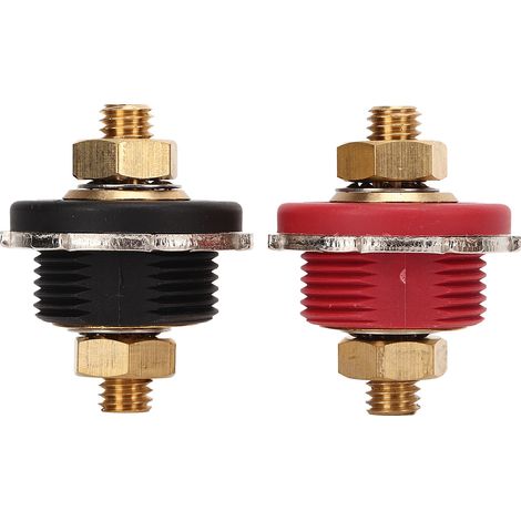 Lot de 2 bornes de batterie traversantes 3/8 po, 250 A, noir et rouge, connecteur universel pour camping-car et bateau (1/5)