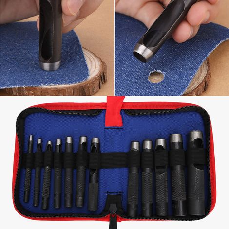 Poinçons pour Cuir 12 Pièces (3-16mm) - Kit de Perçage et Maroquinerie avec Outils Acier (1/5)