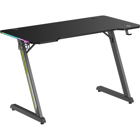 Bureau Gaming avec éclairage RGB, Noir