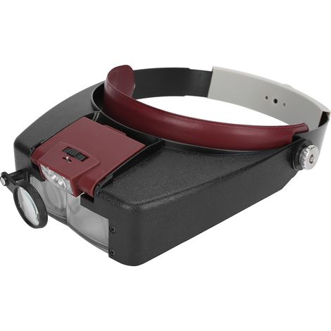 Lunettes loupe frontales LED à piles pour la lecture et la réparation (rouge) (1/5)