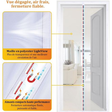 Magnetisches Moskitonetz für Balkontüren und Fenster - Vorhang mit starken Magneten für perfekten Verschluss - Einfache Montage ohne Bohren (90 x 200 cm, Weiß) (1/4)