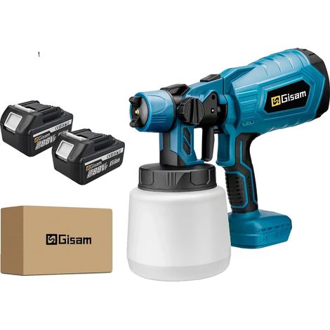 Pulverizador de pintura eléctrico, alto caudal de 200 ml/min, fácil de controlar, 2 pilas azules grandes. (1/2)