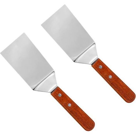 Spatule À Steak - Acier Inoxydable Et Bois - Pour Poêle Plaque Pizza Omelette - 2 Pièces (1/5)