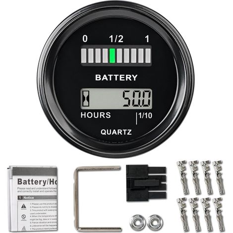 DC1248V Indicateur de batterie plomb-acide, jauge, compteur d'heures, étanche, universel, LCD numérique, alerte de décharge de la batterie, pour voiturette de golf, chariot élévateur (1/5)