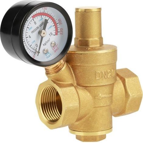 DN20 Vanne de réduction de pression d'eau réglable en laiton avec Manomètre Compteur de pression,Réducteur de pression (1/5)