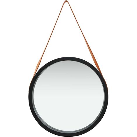 Maison Exclusive - Wandspiegel mit Gürtel 50 cm Schwarz (1/5)
